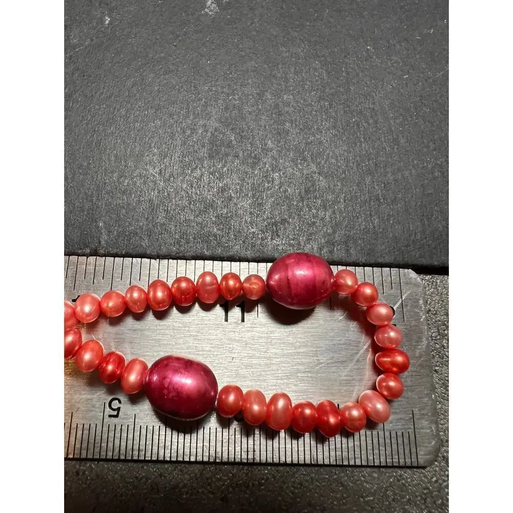 NEW coral pink freshwater pearl 36 inch necklace with sterling silver clasp